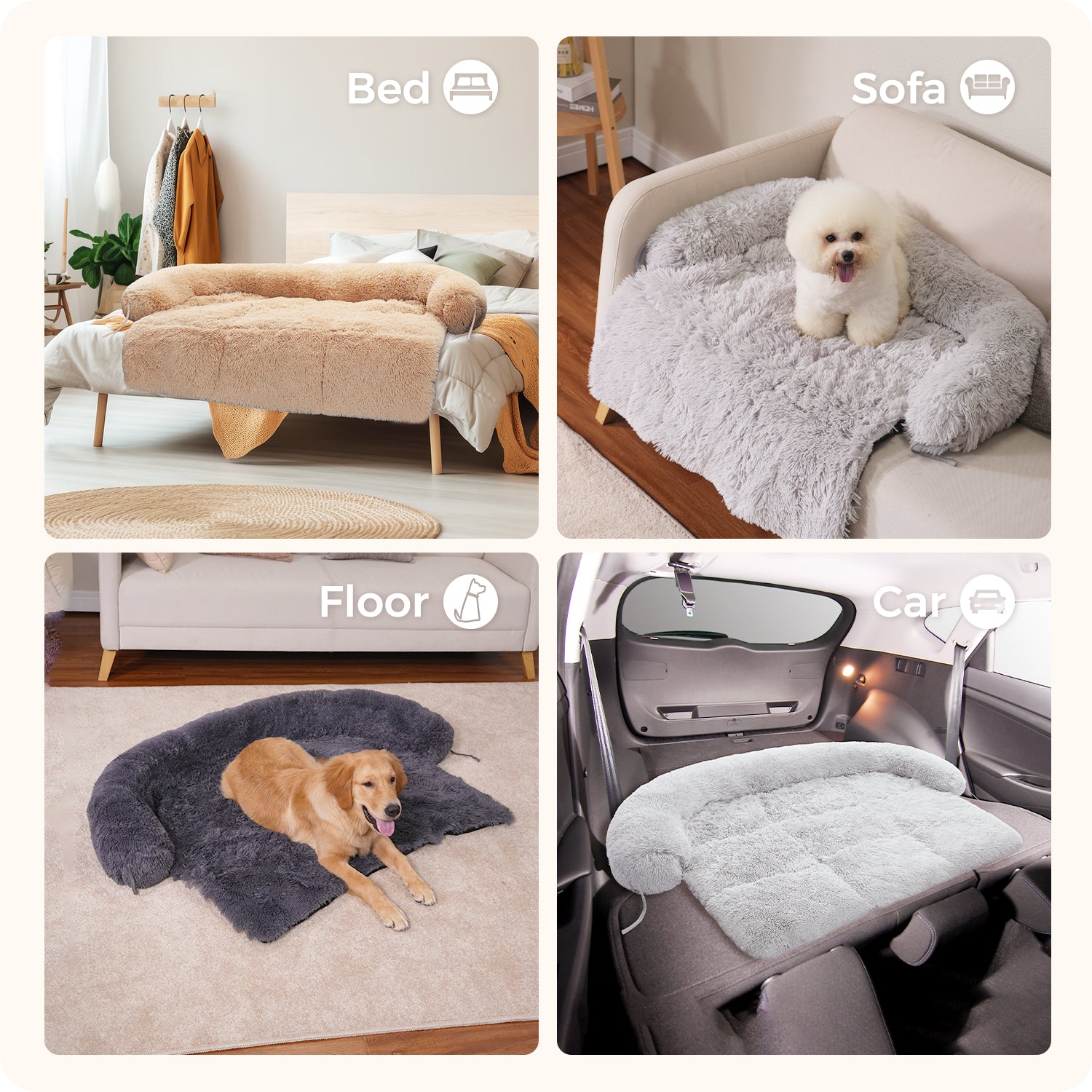 Large Sized Fluffy Cat & Dog Bed