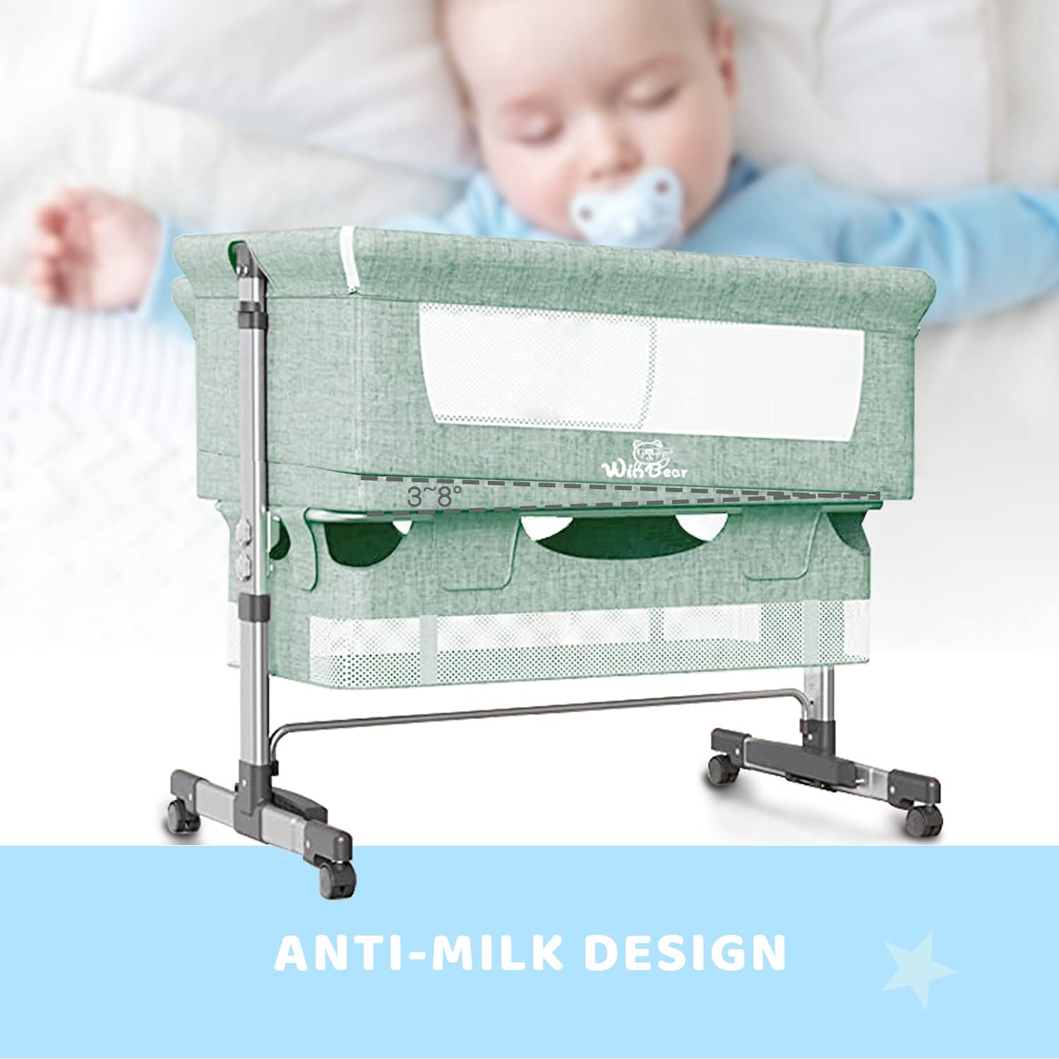 WINBEAR 3 in 1 Bedside Crib