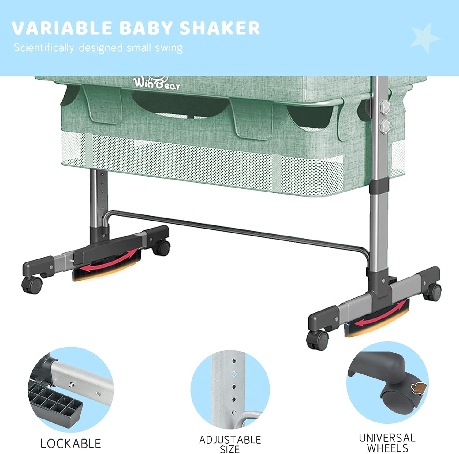 WINBEAR 3 in 1 Bedside Crib