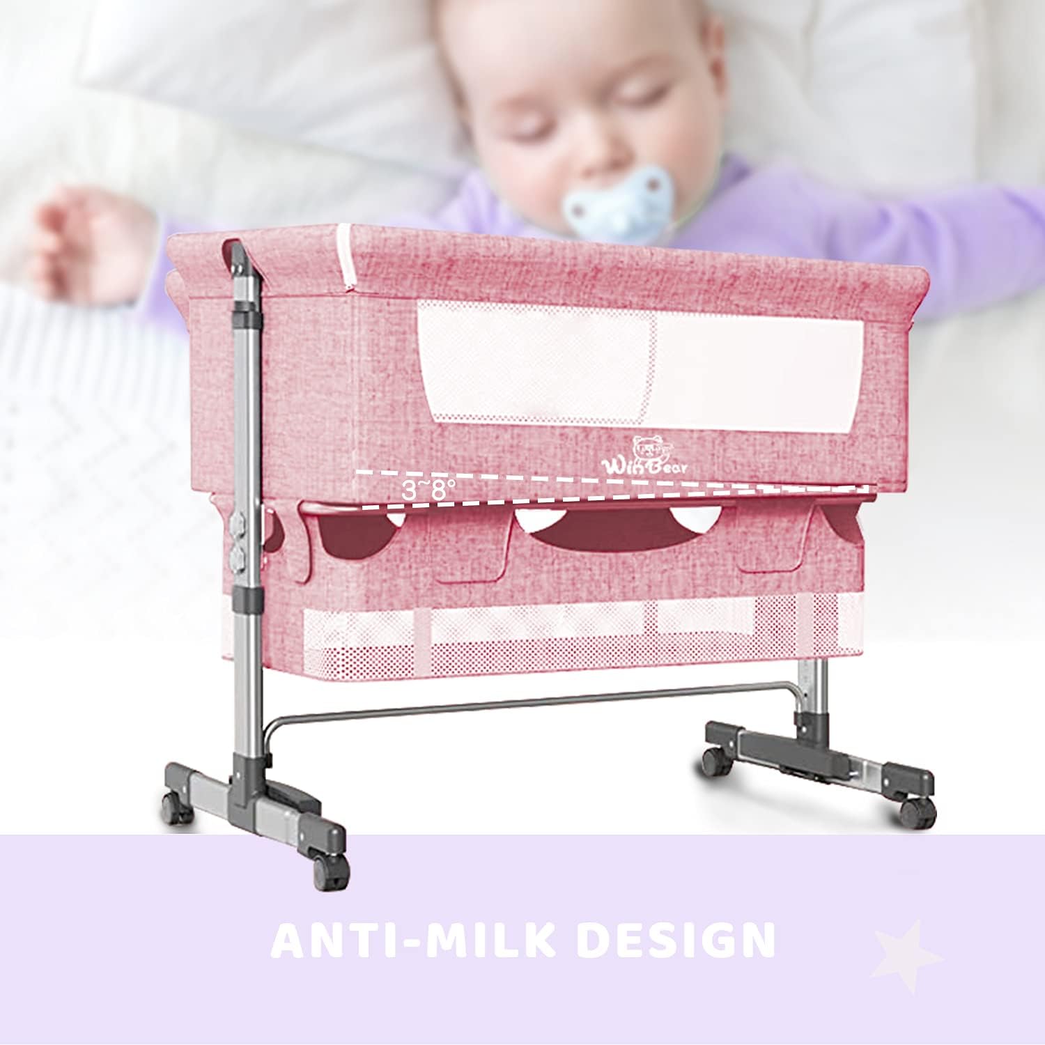 WINBEAR 3 in 1 Bedside Crib