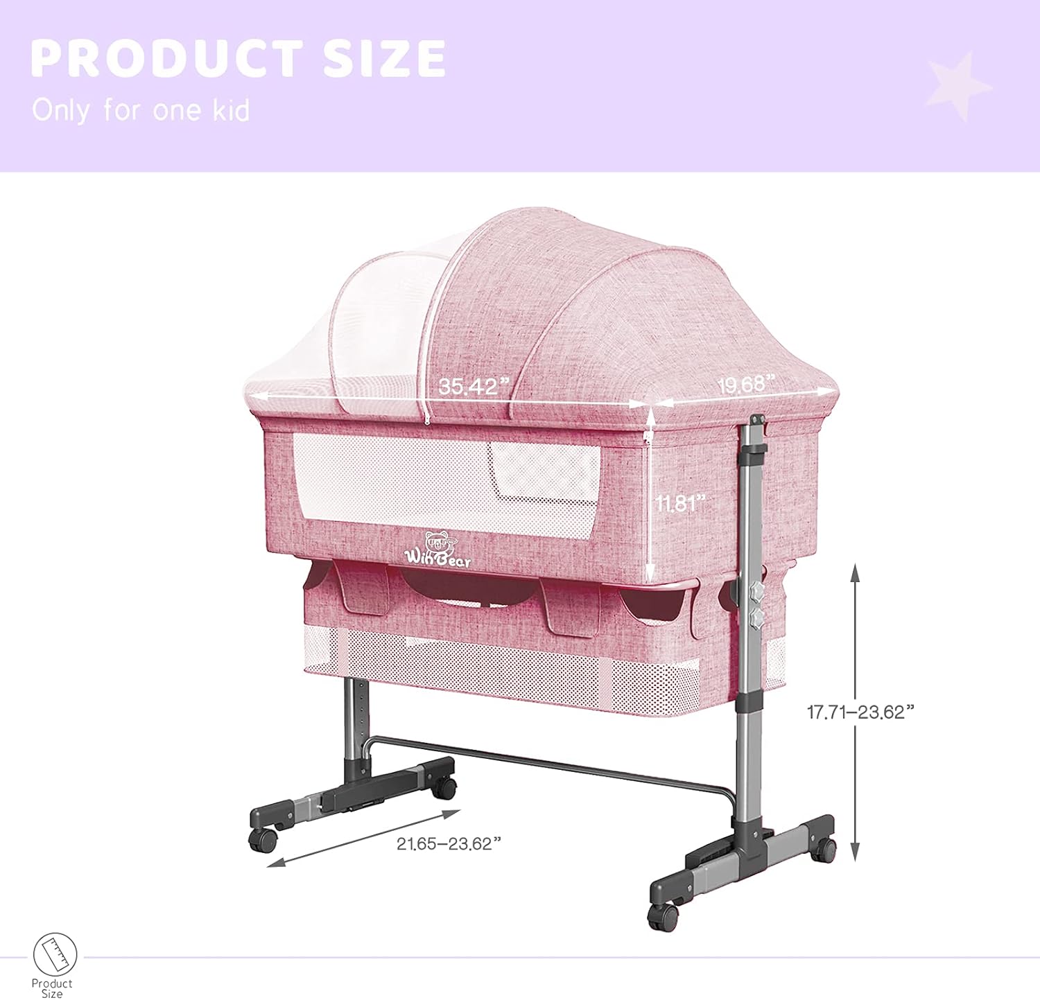 WINBEAR 3 in 1 Bedside Crib