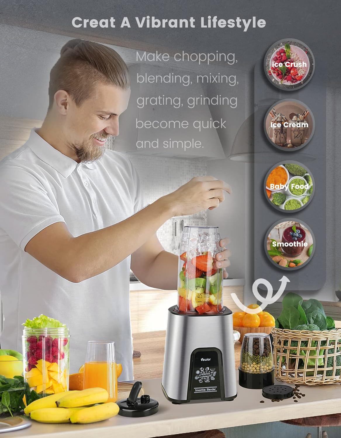 VEWIOR Smoothie Blender 900W