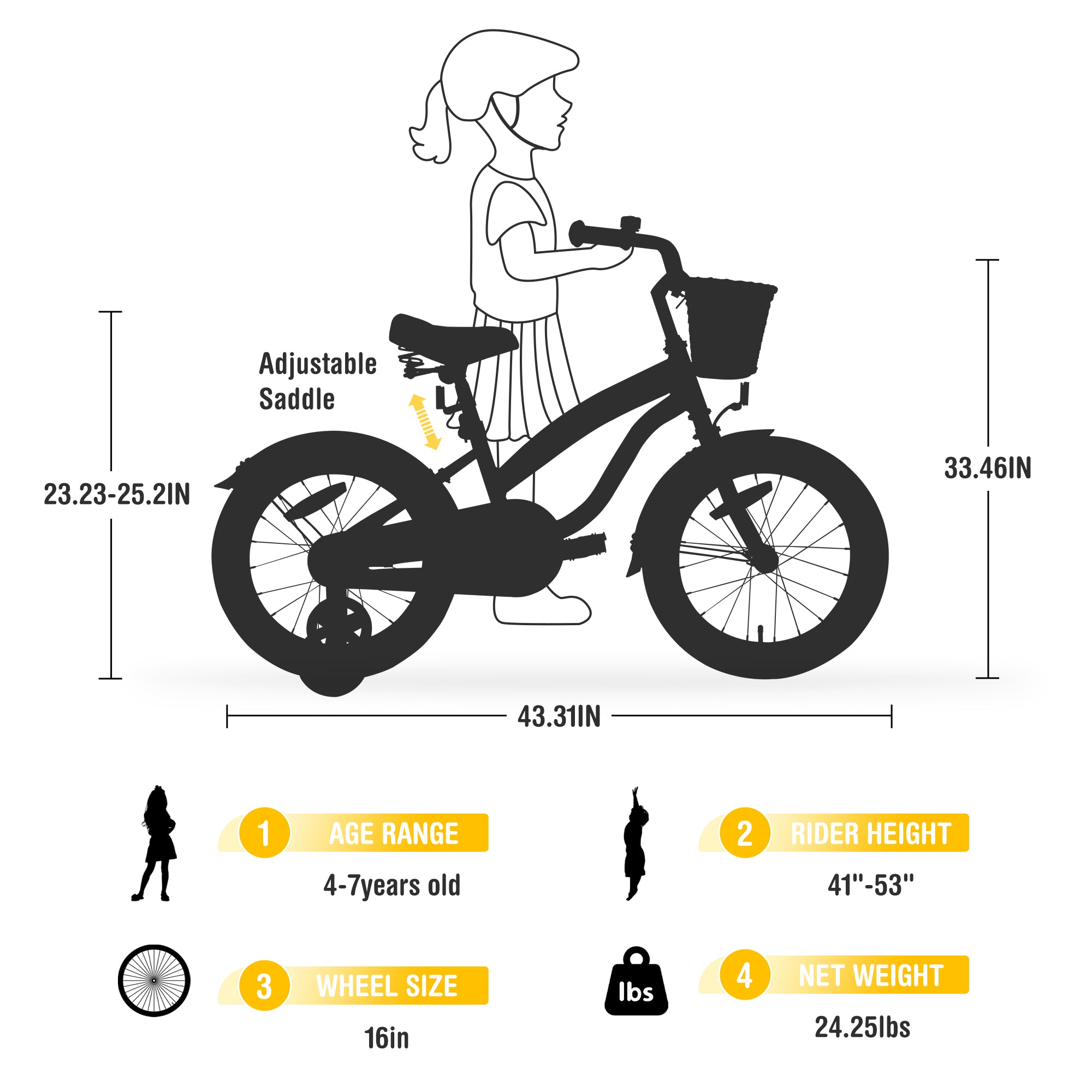 Zukka 16-inch Girls Bike for Kids