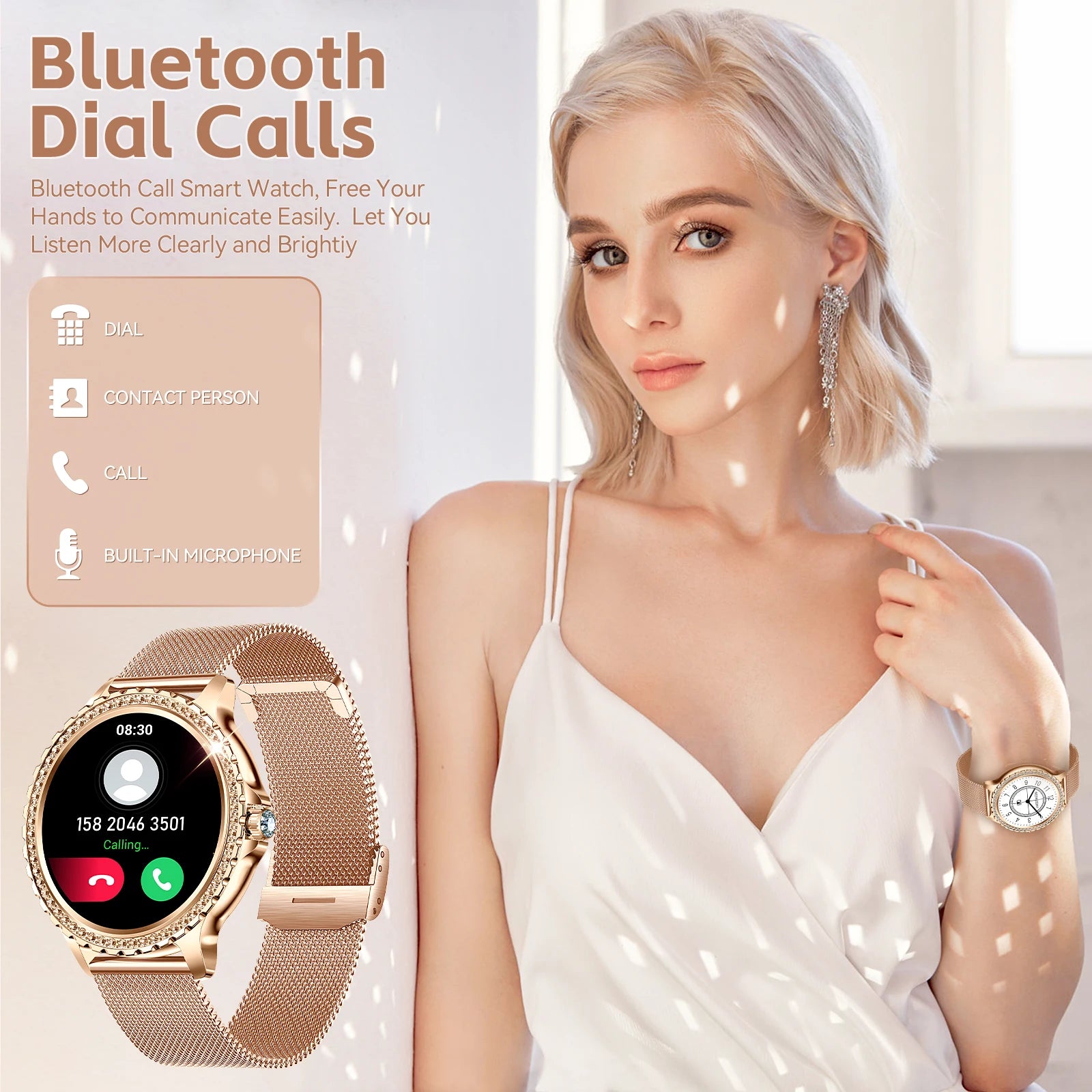 LaNikar I58 Women's Smartwatch - Bluetooth, Health Monitor