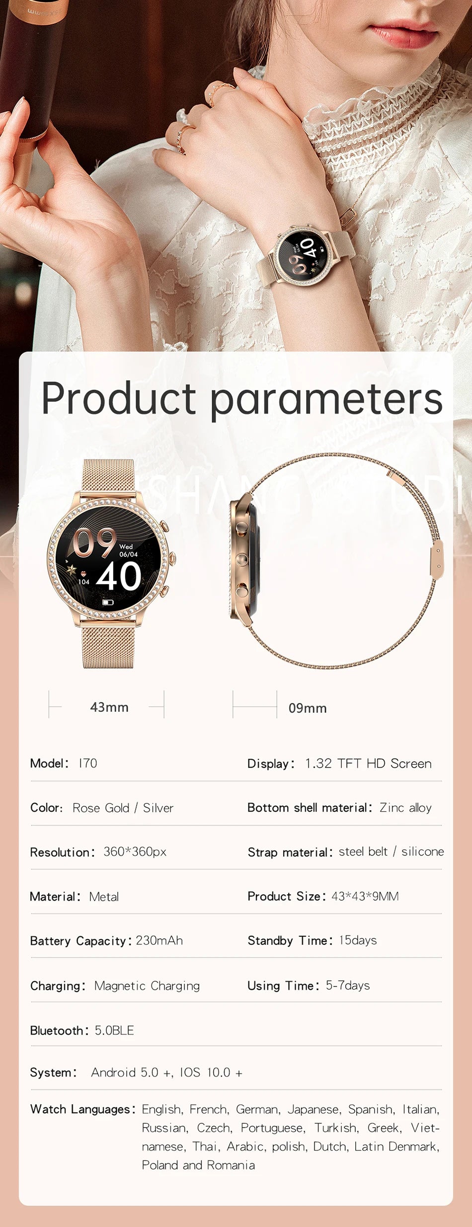 Luxury Waterproof Smartwatch for Women