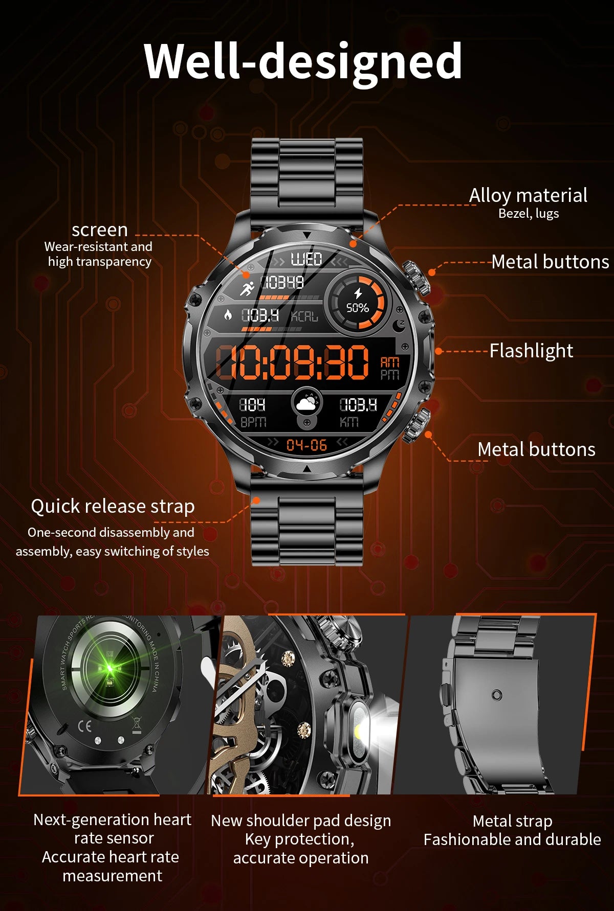 Men's Smartwatch with One-Tap Connect