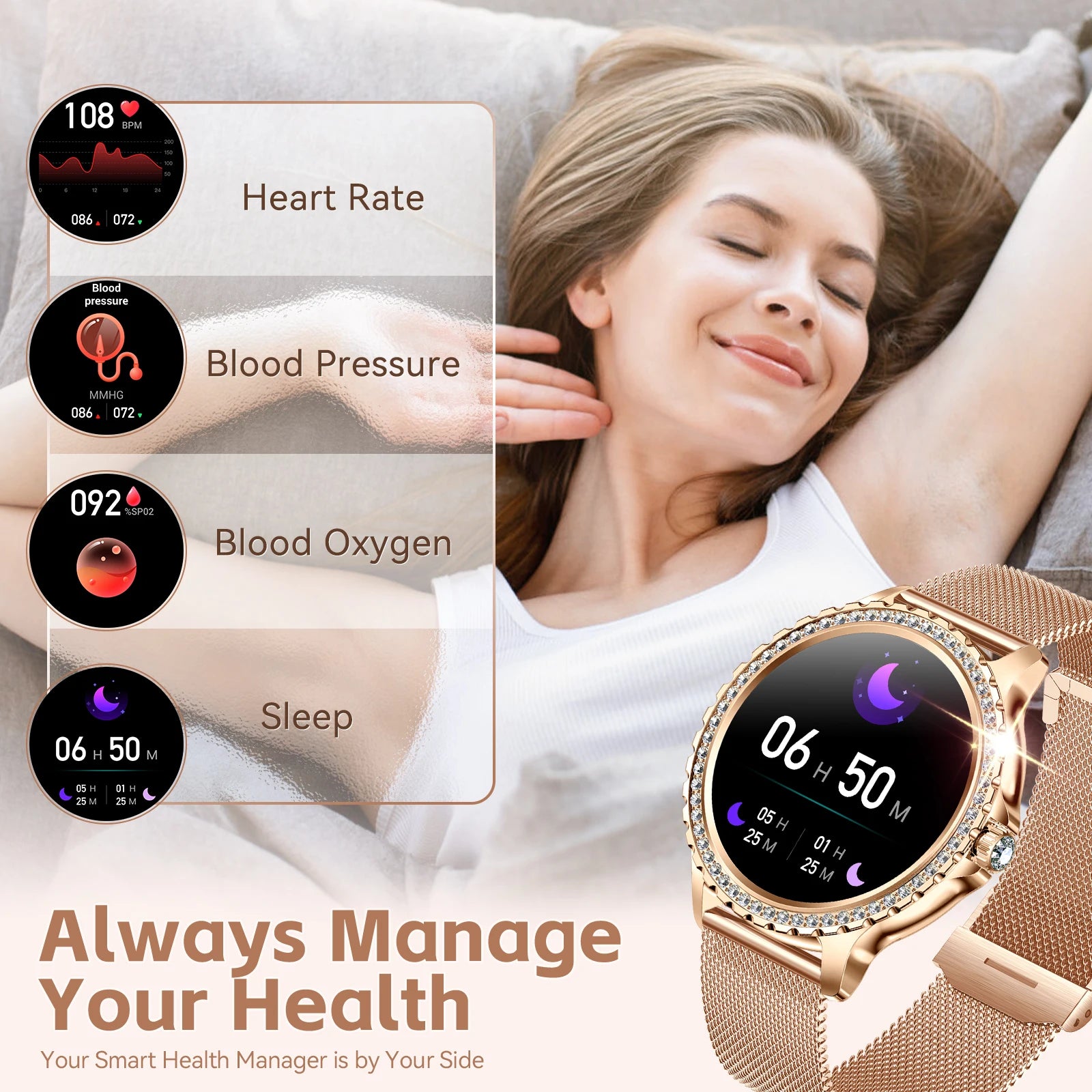 LaNikar I58 Women's Smartwatch - Bluetooth, Health Monitor